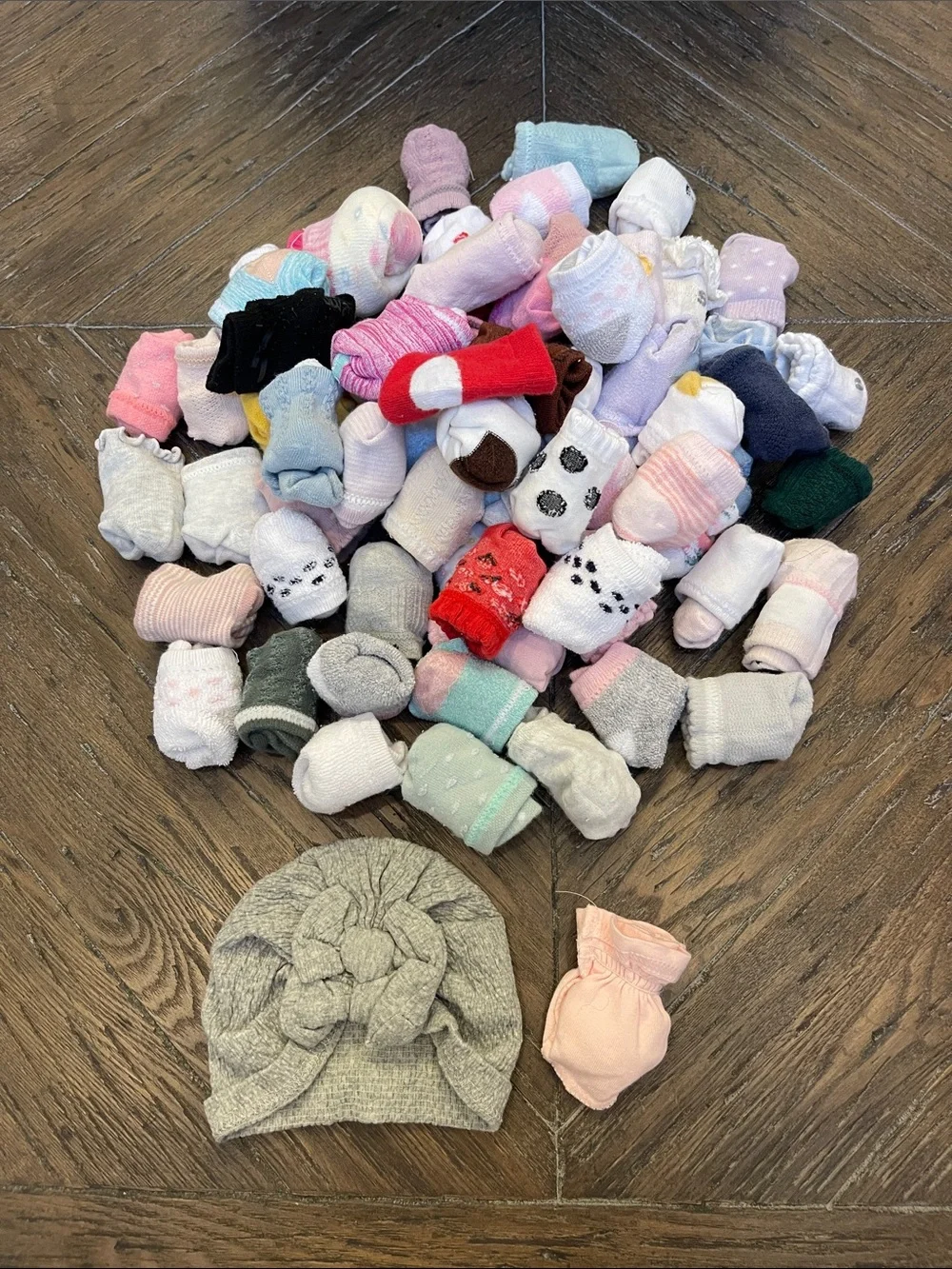 Assorted Baby Girls Socks and Pink Hat Bundle - Multi Color